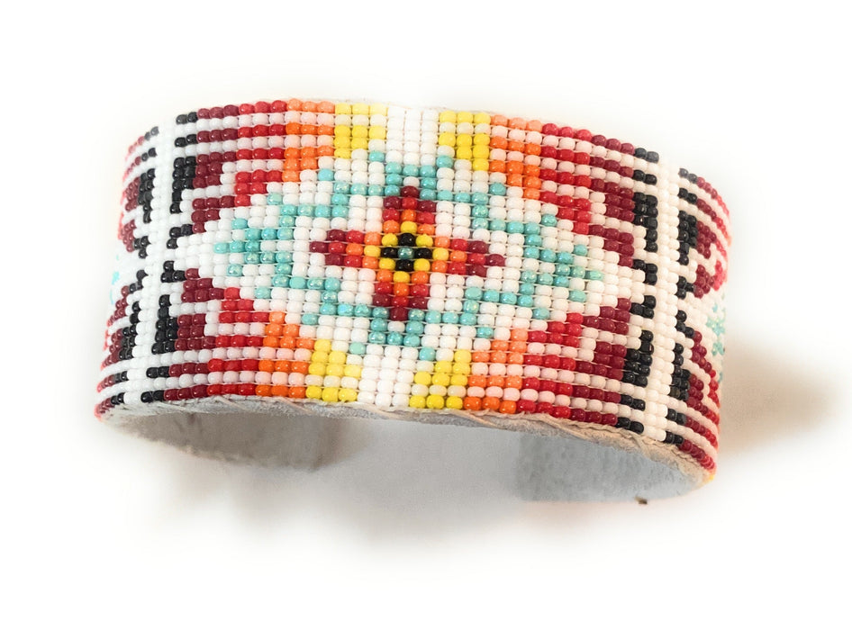 Navajo Made Beaded Leather Bracelet