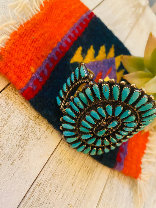 Navajo Old Pawn Vintage Turquoise & Sterling Silver Cuff Bracelet