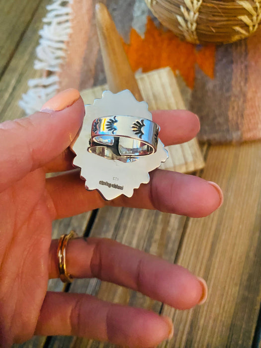 Handmade Sterling Silver, Orange Mojave & Opal Cluster Adjustable Ring - Culture Kraze Marketplace.com