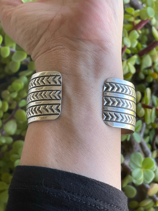 Navajo Sterling Silver HandStamped Southwest Bracelet Cuff