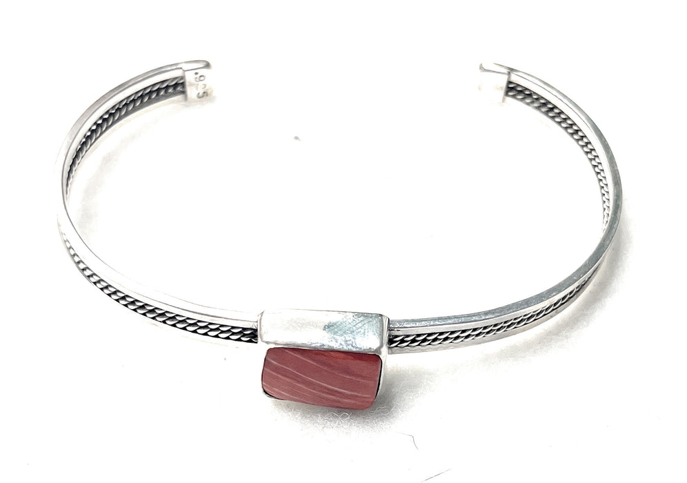 Navajo Orange Spiny & Sterling Silver Adjustable Cuff Bracelet