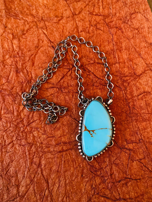 Navajo Sterling Silver & Kingman Turquoise Necklace