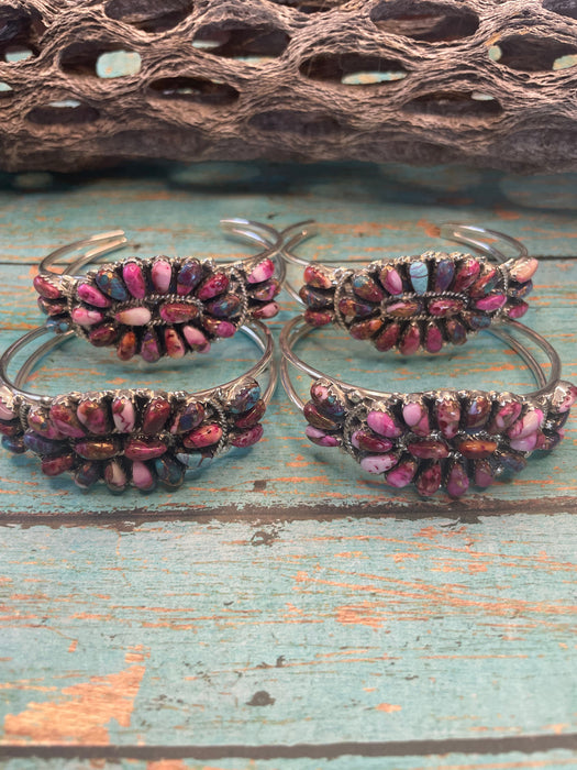 Navajo Purple Dream And Sterling Silver Cluster Bracelet Cuff