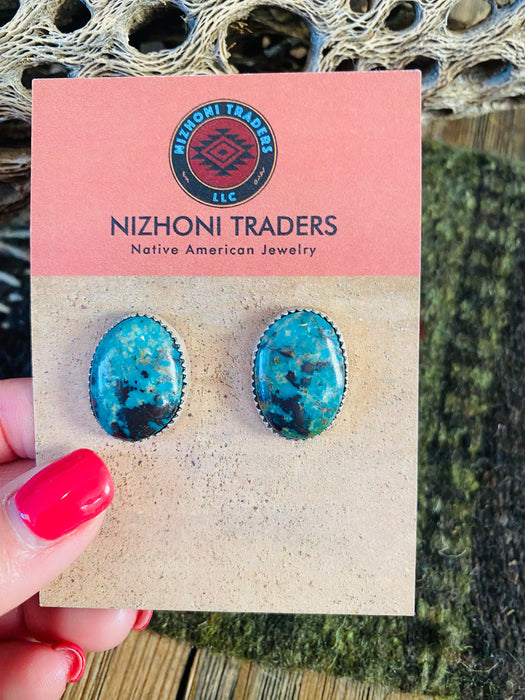 Navajo Turquoise & Sterling Silver Stud Earrings - Culture Kraze Marketplace.com