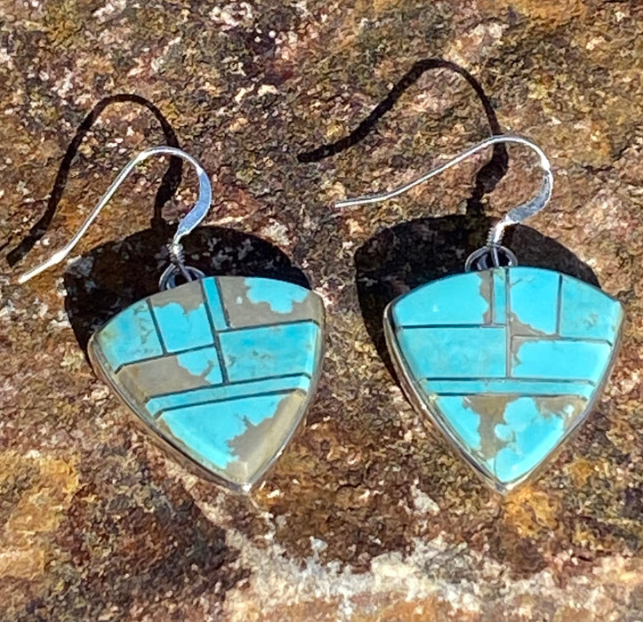 Turquoise & Sterling Silver Shield Dangle Earrings - Culture Kraze Marketplace.com