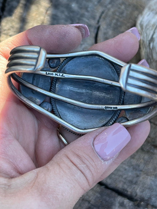 Navajo Sterling Silver Triple Concho Bracelet Cuff