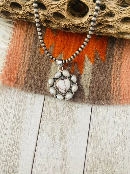 Handmade Sterling Silver, Pearl & Wild Horse Heart Cluster Pendant - Culture Kraze Marketplace.com