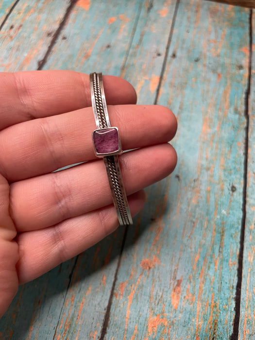 Navajo Purple Spiny & Sterling Silver Adjustable Cuff Bracelet