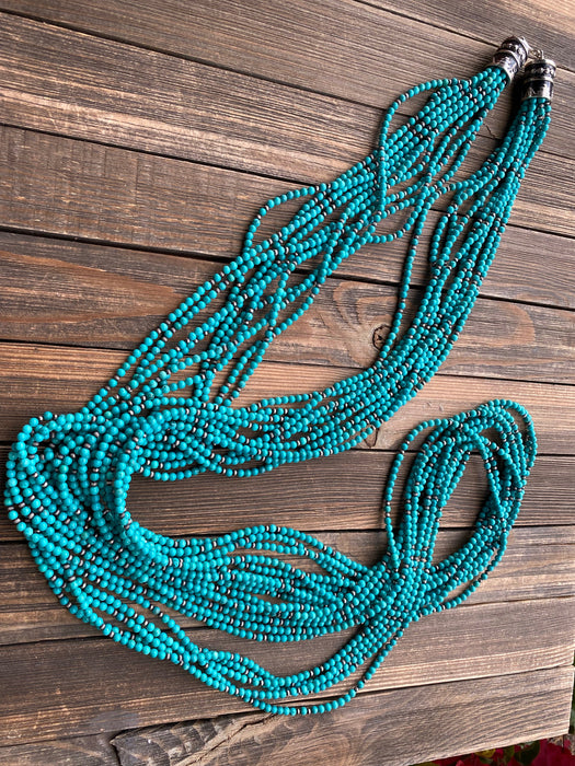 Navajo Natural Kingman Turquoise 64 inch 10 Strand necklace