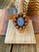 Handmade Sterling Silver, Orange Mojave & Opal Cluster Adjustable Ring - Culture Kraze Marketplace.com