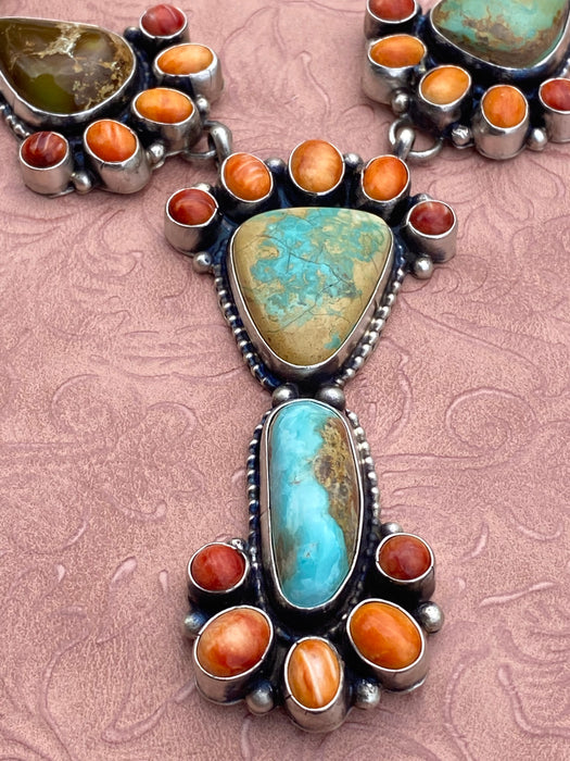 Sheila Becenti Royston Turquoise & Spiny Drop Necklace Set