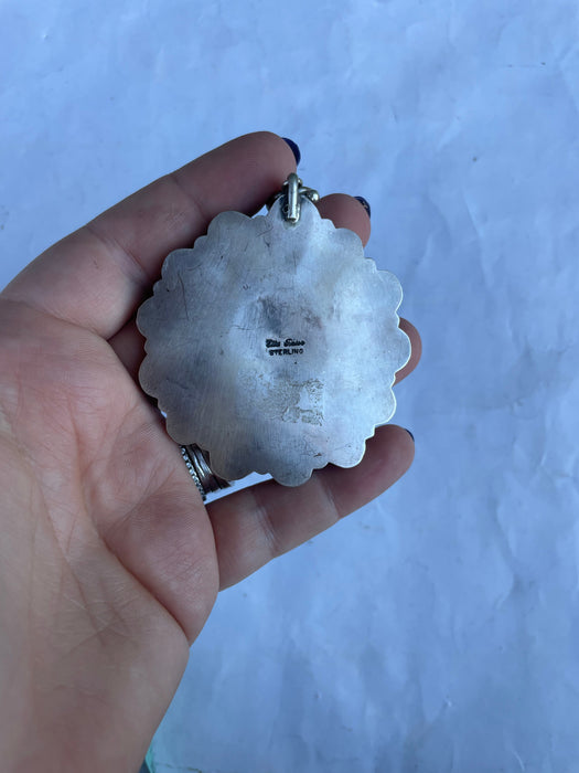 Navajo Sterling Silver And White Buffalo Cluster Necklace By Ella Peters