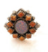 Handmade Sterling Silver, Orange Mojave & Opal Cluster Adjustable Ring - Culture Kraze Marketplace.com