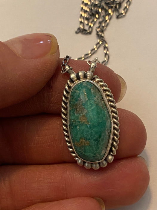 Navajo Sterling Silver And Turquoise Stone Southwest Necklace Signed