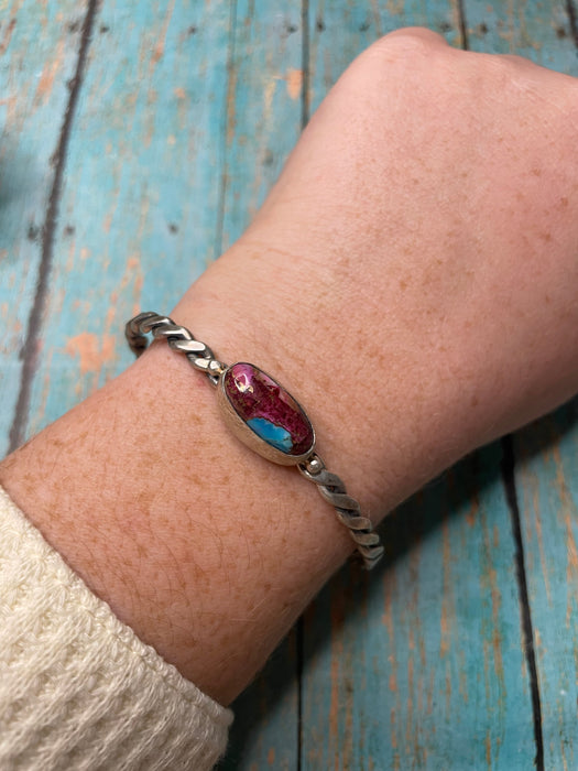 Navajo Purple Mohave & Sterling Silver Cuff Bracelet