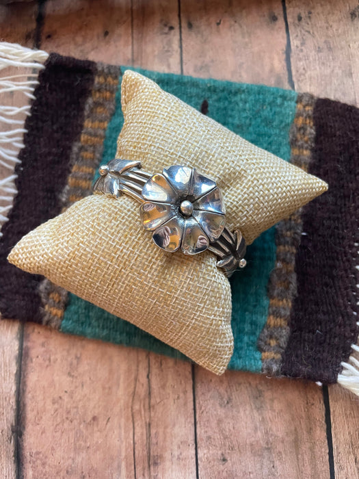 Navajo Sterling Silver Flower Bracelet Cuff