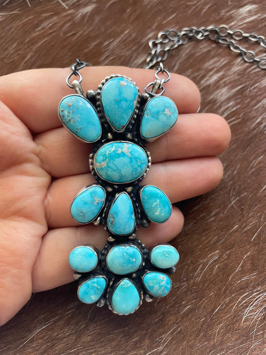 Navajo Sterling Silver Turquoise Necklace By Sheila Becenti