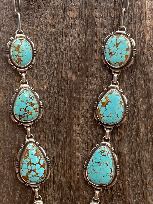 Navajo Handmade Number 8 Turquoise & Sterling Silver necklace set