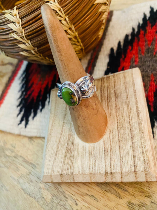 Navajo Sonoran Gold Turquoise & Sterling Silver Ring Size 6 - Culture Kraze Marketplace.com