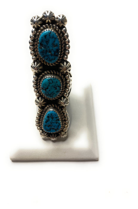 Navajo Turquoise And Sterling Silver Statement Ring Sz 8.5 - Culture Kraze Marketplace.com