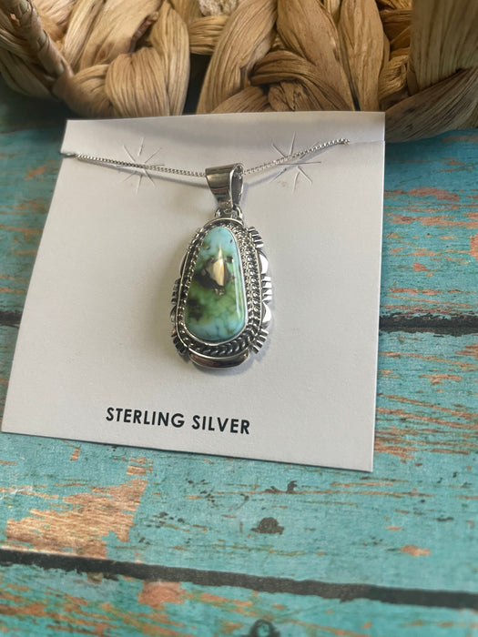 Navajo Sterling Silver & Turquoise Necklace Signed