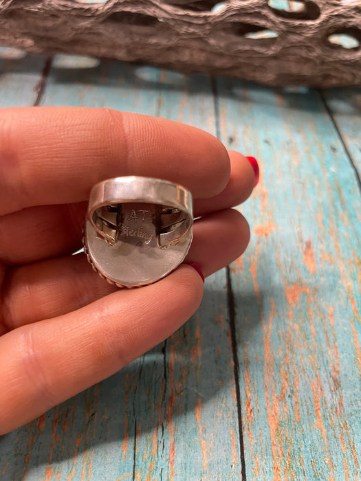 Old Pawn Navajo Sterling Silver & Charorite Ring Size 7.5 - Culture Kraze Marketplace.com