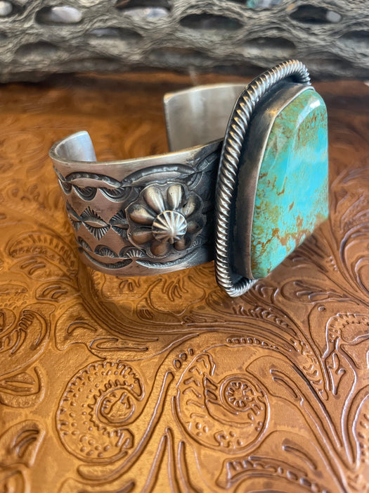 Navajo Royston Turquoise & Sterling Silver Cuff Bracelet Chimney Butte