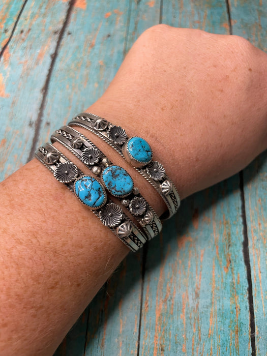 Navajo Kingman Turquoise Sterling Silver Cuff Bracelet