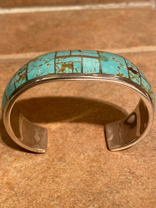 Navajo Turquoise 8 & Sterling silver 7/8” Wide Cuff Bracelet