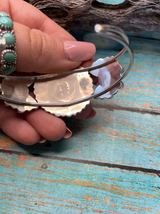 Navajo Multi Stone Spice And Sterling Silver Cluster Bracelet Cuff