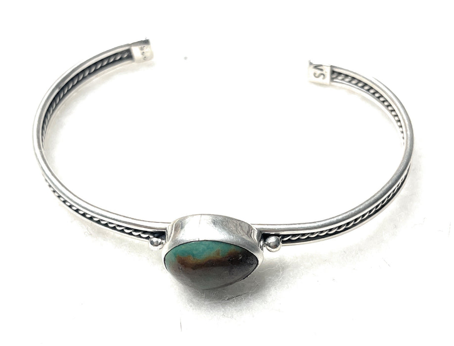 Navajo Turquoise & Sterling Silver Cuff Bracelet Signed