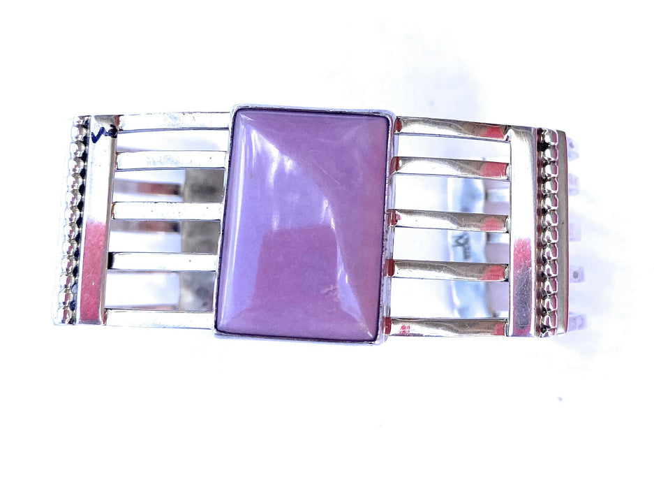 Navajo Purple Kingman Turquoise & Sterling Silver Cuff Bracelet Signed