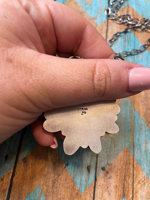 Navajo White Buffalo And Sterling Silver Necklace