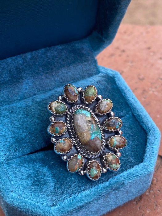 Gorgeous Handmade Royston Turquoise And Sterling Silver Adjustable Ring - Culture Kraze Marketplace.com