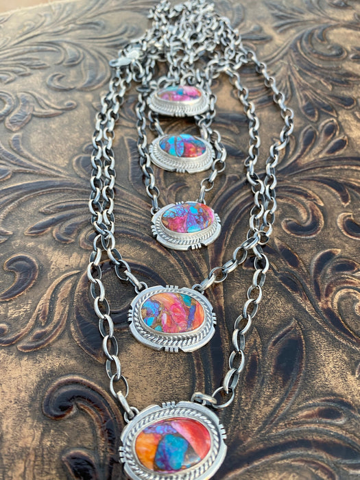 Navajo Sherbet Mojave & Sterling Necklace