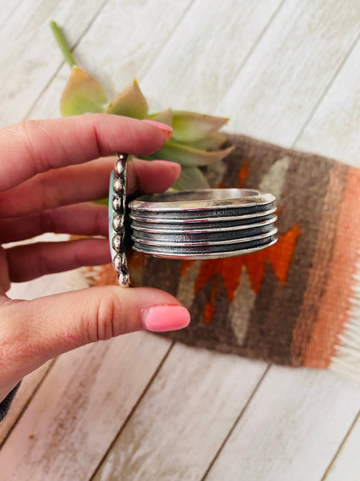 Navajo Turquoise & Sterling Silver Cuff Bracelet By Chimney Butte