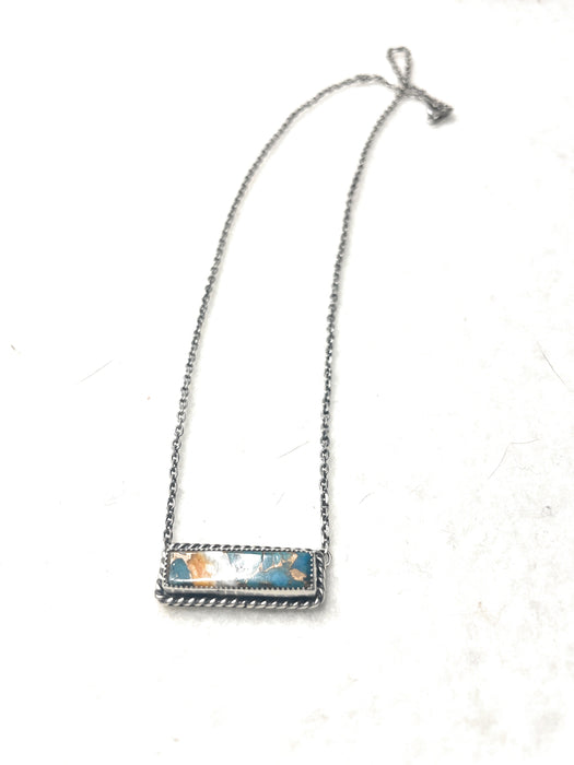 Navajo Sterling Silver Spice Bar Necklace Signed & Stamped