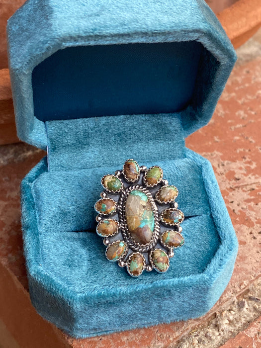 Gorgeous Handmade Royston Turquoise And Sterling Silver Adjustable Ring - Culture Kraze Marketplace.com