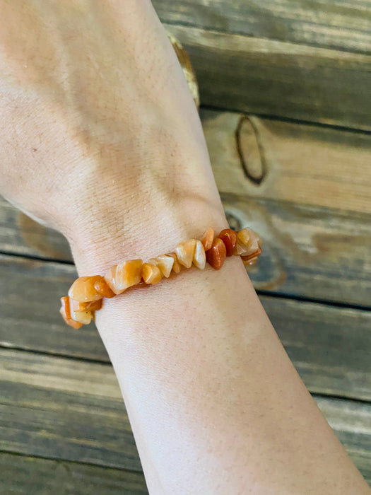 Navajo Carnelian & Sterling Silver Beaded Bracelet