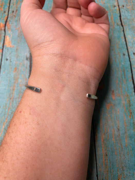 Navajo Sterling Silver & Blue Opal Cuff Bracelet