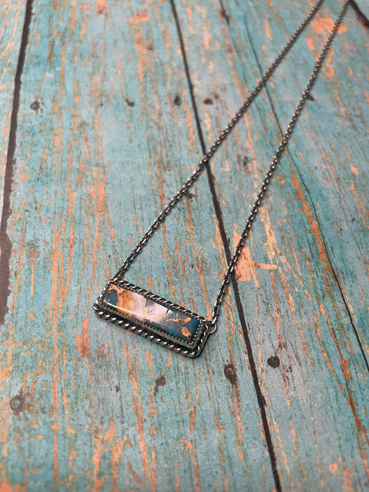 Navajo Sterling Silver Spice Bar Necklace Signed & Stamped