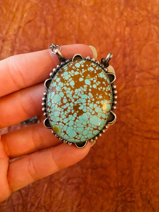 Navajo Sterling Silver & Number 8 Turquoise Necklace