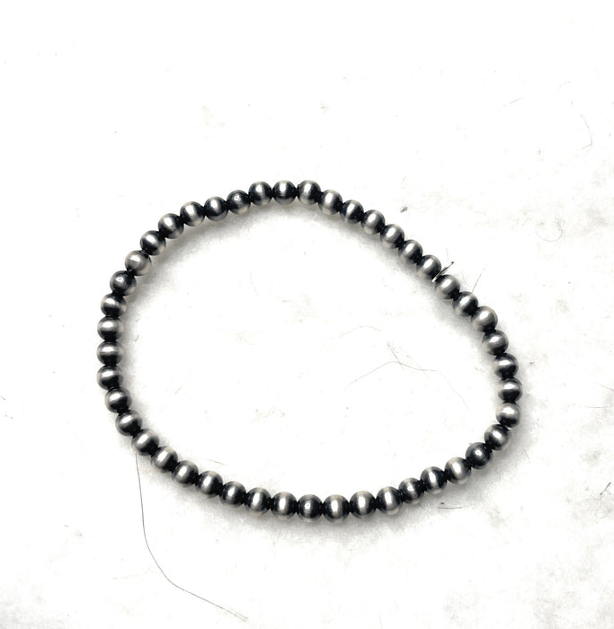 Handmade Sterling Silver 4mm Beaded Bracelet