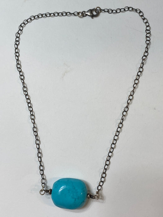 Navajo Turquoise Stone & Sterling Silver Necklace