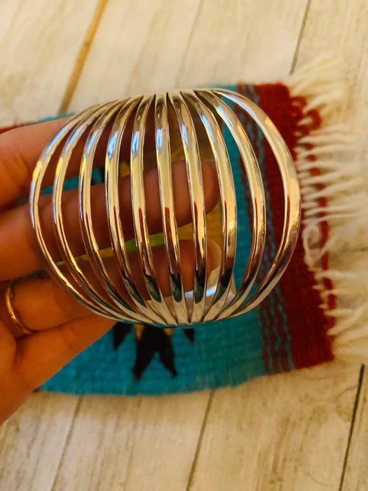 Navajo Hand Stamped Sterling Silver Cuff Bracelet