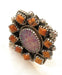 Handmade Sterling Silver, Orange Mojave & Opal Cluster Adjustable Ring - Culture Kraze Marketplace.com