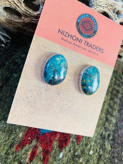 Navajo Turquoise & Sterling Silver Stud Earrings - Culture Kraze Marketplace.com