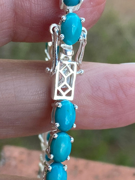 Sleeping Beauty Turquoise and Sterling Silver Link Bracelet