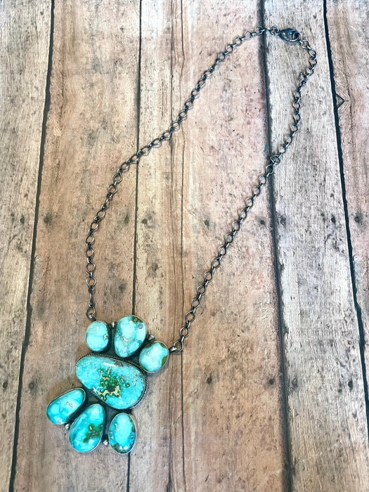 Navajo Turquoise & Sterling Silver Necklace Signed