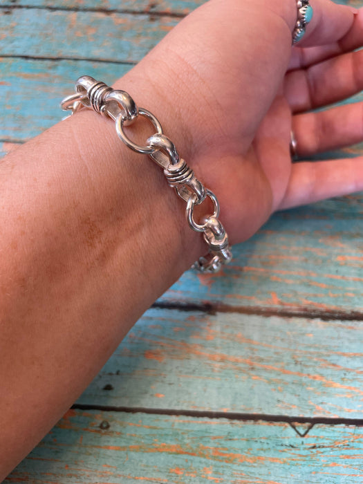 Navajo Handmade Link Sterling Silver Bracelet